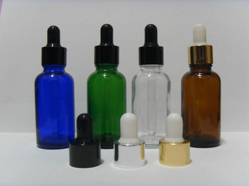 China FDA Free Lotion Glass Bottles With Silver Collar And White Bulb / Liquid Dropper Bottle supplier