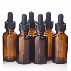 China Non - Toxic Round Shoulder Custom Glass Bottles With Plastic Black Dropper For Serum supplier