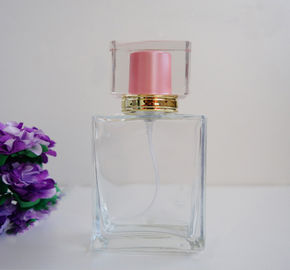 China Iso Standard Square Glass Perfume Bottles 50ml With Pump Sprayer supplier