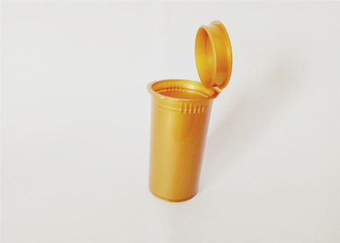 100% Food Grade Polypropylene Pop Top Vials , Gold Plastic Pill Containers For Marijuana supplier